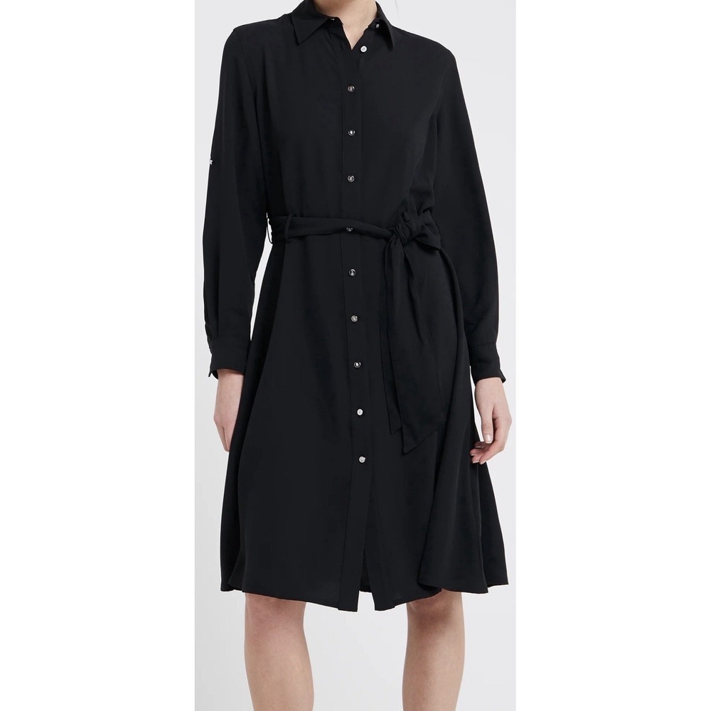 NWT Lauren Ralph Lauren Black Utility Shirt Dress Belted Roll Tab Plus Size 22W